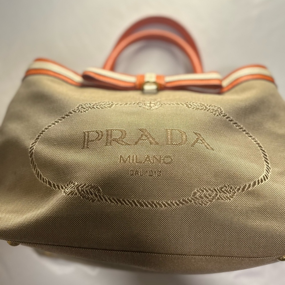 Prada Beige and Coral Tote